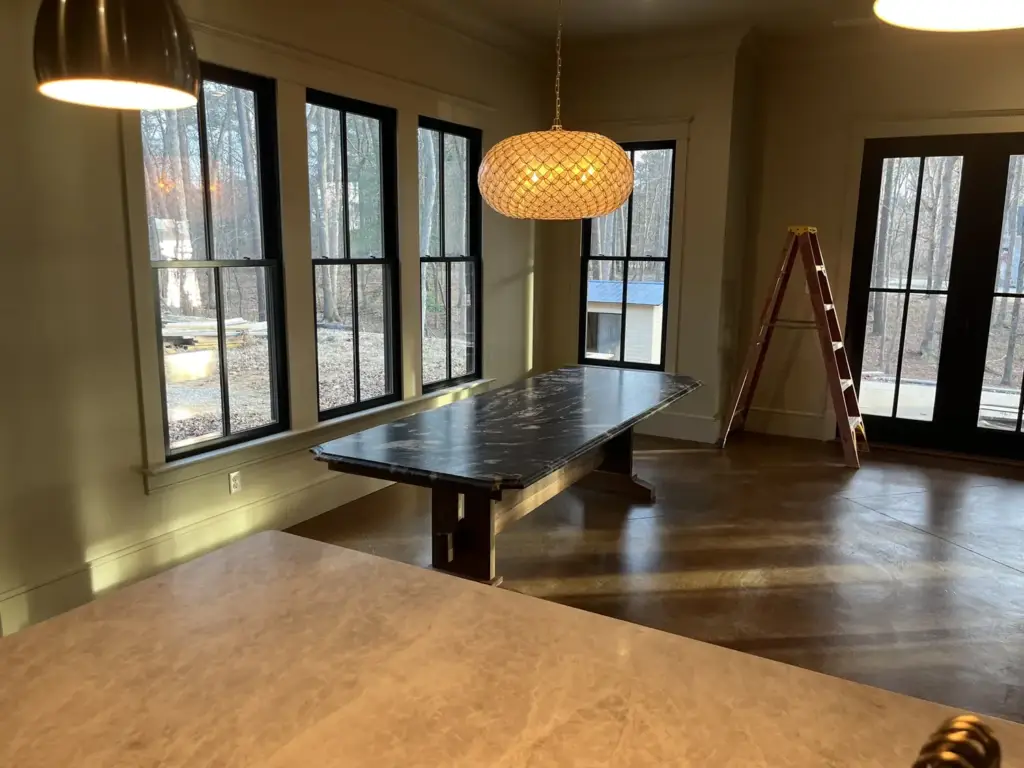 Natural stone countertop with a soft honed, low-gloss finish